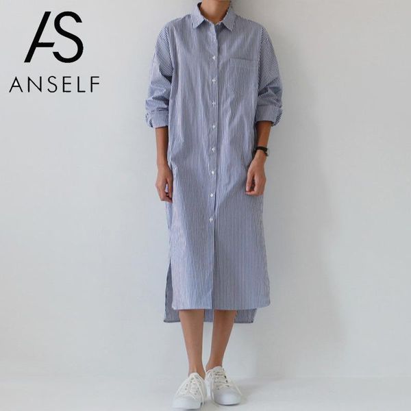 fashion women striped shirt dress vintage turn-down collar long sleeves side slit casual elegant ladies midi dresses, Black;gray
fashion women striped shirt dress vintage turn-down collar long sleeves side slit casual elegant ladies midi dresses, Black;gray