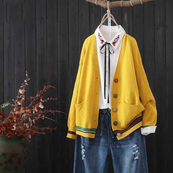 women's sweaters spring knit jacket women loose wild cardigan literary fan outer sweater 12to, White;black
women's sweaters spring knit jacket women loose wild cardigan literary fan outer sweater 12to, White;black