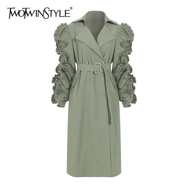 twotwinstyle patchwork ruffle ruched casual windbreaker for women lapel long sleeve high waist sashes black trench female 210914, Tan;black
twotwinstyle patchwork ruffle ruched casual windbreaker for women lapel long sleeve high waist sashes black trench female 210914, Tan;black