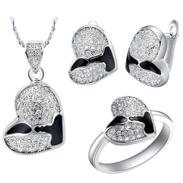 new wedding jewelry set 925 silver plated white crystal pendant necklace ring earring sets black white heart design, Slivery;golden
new wedding jewelry set 925 silver plated white crystal pendant necklace ring earring sets black white heart design, Slivery;golden