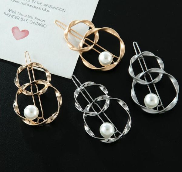 twisted smooth size double ring pearl barrettes european and american retro hair accessories, Golden;silver
twisted smooth size double ring pearl barrettes european and american retro hair accessories, Golden;silver