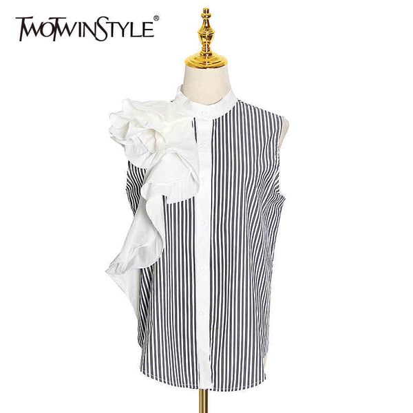 elegant patchwork ruffles women t shirt o neck sleeveless loose hit color striped t-shirts female summer 210524, White
elegant patchwork ruffles women t shirt o neck sleeveless loose hit color striped t-shirts female summer 210524, White