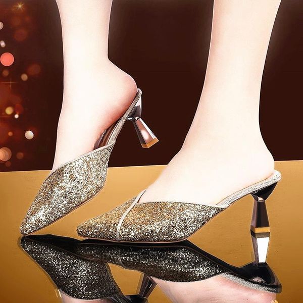 bling gold slippers women slides ladies stiletto shoes pointed toe flip flops zapatillas mujer casa sapatos femininos, Black
bling gold slippers women slides ladies stiletto shoes pointed toe flip flops zapatillas mujer casa sapatos femininos, Black