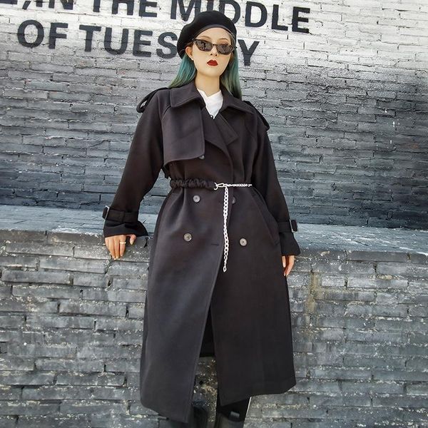 women's autumn/winter 2021 woolen coat european station small casual thickened long wool & blends, Black
women's autumn/winter 2021 woolen coat european station small casual thickened long wool & blends, Black
