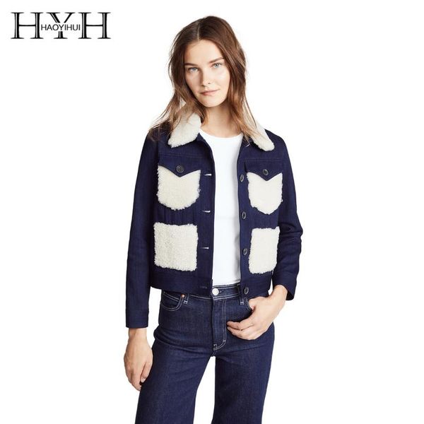 women's jackets hyh haoyihui sweet personality imitation fur stitching denim jacket streetwear autumn warm casual blue coat, Black;brown
women's jackets hyh haoyihui sweet personality imitation fur stitching denim jacket streetwear autumn warm casual blue coat, Black;brown