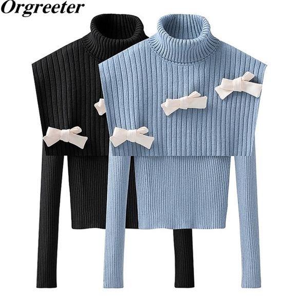 orgreeter preppy style 2pcs sweater set spring autumn sweet bow knot turtleneck shawl + long-sleeved bottom women 210602, White;black
orgreeter preppy style 2pcs sweater set spring autumn sweet bow knot turtleneck shawl + long-sleeved bottom women 210602, White;black