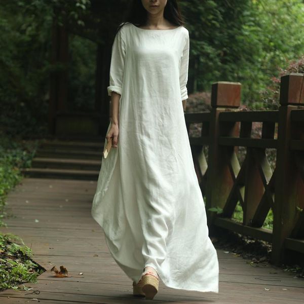 casual dresses lzjn 2021 autumn winter women dress long sleeve slash neck cotton linen red maxi elegant gown vintage robe vestidos, Black;gray
casual dresses lzjn 2021 autumn winter women dress long sleeve slash neck cotton linen red maxi elegant gown vintage robe vestidos, Black;gray