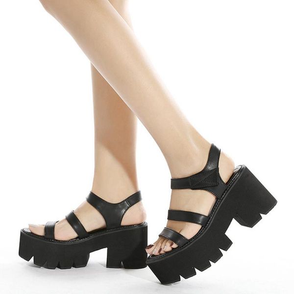 ladies sandals solid platform hook loop ankle strap women thick bottom casual punk shoes woman, Black
ladies sandals solid platform hook loop ankle strap women thick bottom casual punk shoes woman, Black