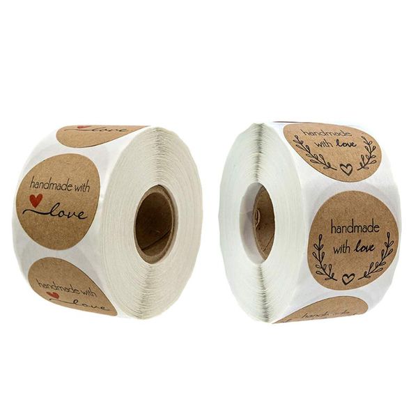 500pcs handmade with love sticker, 1'' round gift wrapping stickers roll kraft paper strong adhesive wrap
500pcs handmade with love sticker, 1'' round gift wrapping stickers roll kraft paper strong adhesive wrap