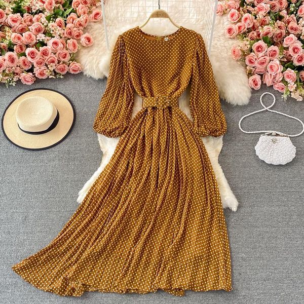 casual dresses elegant women's purple polka dot pleated dress o-neck lantern sleeve chiffon mixi 2021 female vestidos, Black;gray
casual dresses elegant women's purple polka dot pleated dress o-neck lantern sleeve chiffon mixi 2021 female vestidos, Black;gray