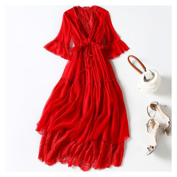 dress 2021 spring high waist v-neck lotus leaf sleeve temperament commuter solid color mulberry silk women's, Black;gray
dress 2021 spring high waist v-neck lotus leaf sleeve temperament commuter solid color mulberry silk women's, Black;gray