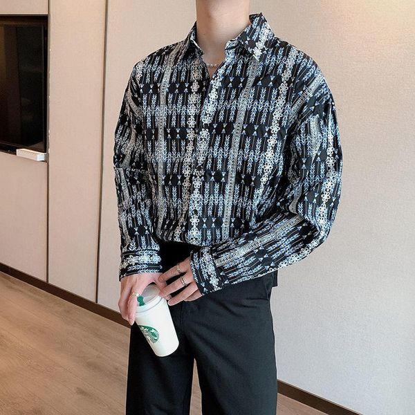 men's casual shirts autumn luxury weave printing shirt long sleeve korean loose fashion flower streetwear social chemise homme, White;black
men's casual shirts autumn luxury weave printing shirt long sleeve korean loose fashion flower streetwear social chemise homme, White;black