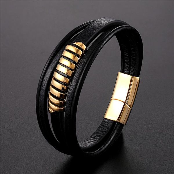link, chain stainless steel magnetic clasp genuine men bracelet jelwelry charm multi-layer leather bangle punk wristband gift for boy friend, Black
link, chain stainless steel magnetic clasp genuine men bracelet jelwelry charm multi-layer leather bangle punk wristband gift for boy friend, Black
