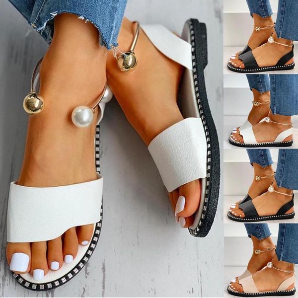 summer sandals ladies pearl buckle fashion women beach shoes white flat high heel open toe outdoor, Black
summer sandals ladies pearl buckle fashion women beach shoes white flat high heel open toe outdoor, Black