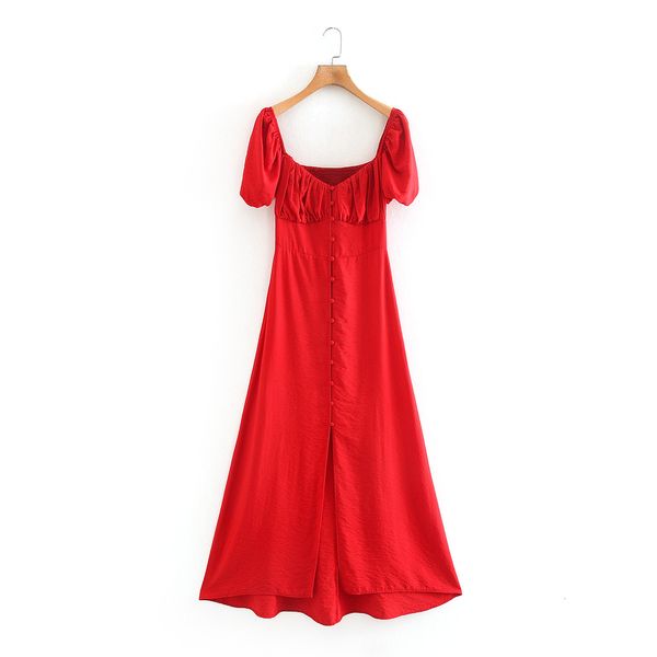 casual dresses women red color party evening new chic button deco frence style vintage square neck puff sleeve long summer hpqo, Black;gray
casual dresses women red color party evening new chic button deco frence style vintage square neck puff sleeve long summer hpqo, Black;gray