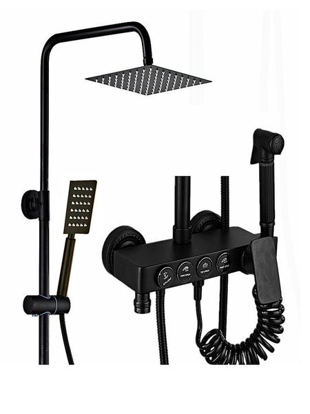 shower set household bathroom black copper head sets 
shower set household bathroom black copper head sets