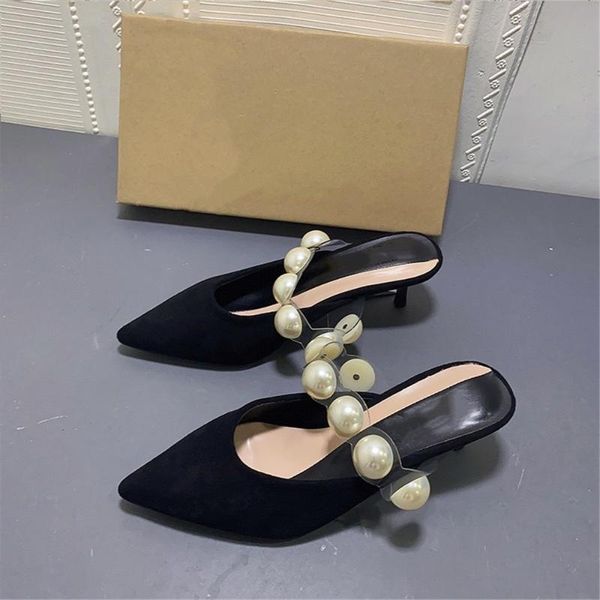sandals brand women suede flock shoes thin mid heel pumps ladies dress fashion pointed toe shallow slingback mules, Black
sandals brand women suede flock shoes thin mid heel pumps ladies dress fashion pointed toe shallow slingback mules, Black