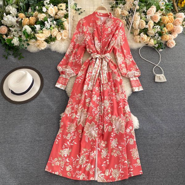 casual dresses fall/winter women stand collar lantern sleeves waistband single-breasted retro printed flowers red long ladies 2yei, Black;gray
casual dresses fall/winter women stand collar lantern sleeves waistband single-breasted retro printed flowers red long ladies 2yei, Black;gray