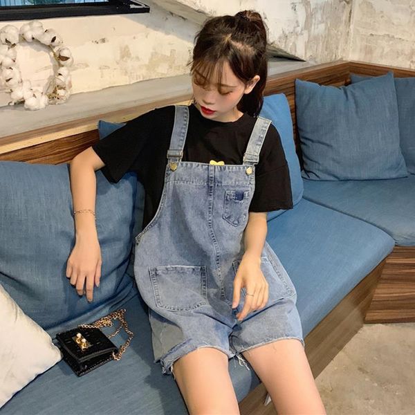 women's shorts women summer high waist loose-fitting overalls ripped denim for ropa mujer, White;black
women's shorts women summer high waist loose-fitting overalls ripped denim for ropa mujer, White;black