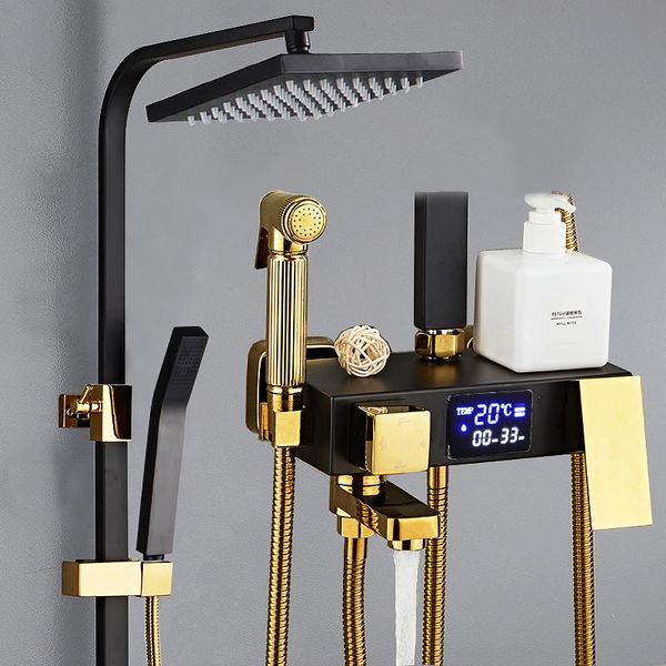 intelligent digital display thermostatic shower syatem gold faucet pressurized nozzle solid brass bathroom set sets
intelligent digital display thermostatic shower syatem gold faucet pressurized nozzle solid brass bathroom set sets