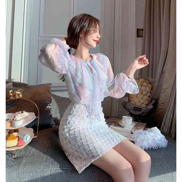 two piece dress spring japanese sweet and fairy temperament rainbow color ruffled slim two-piece short skirt women's clothing blic, White
two piece dress spring japanese sweet and fairy temperament rainbow color ruffled slim two-piece short skirt women's clothing blic, White