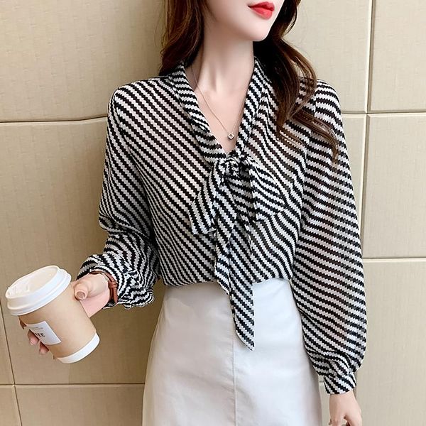 women's blouses & shirts blouse women autumn 2021 fashion striped full sleeve chiffon loose bow thin yellow black blusas womens and, White
women's blouses & shirts blouse women autumn 2021 fashion striped full sleeve chiffon loose bow thin yellow black blusas womens and, White