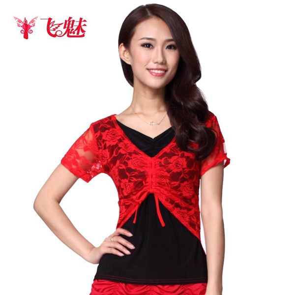 square dance clothing crystal cotton&lace latin ballroom dancing tees stage wear, Black;red
square dance clothing crystal cotton&lace latin ballroom dancing tees stage wear, Black;red