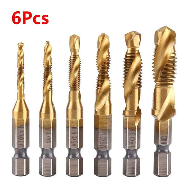professional hand tool sets 6pcs hex shank titanium plated hss screw thread metric tap drill bits machine compound m3 m4 m5 m6 m8 m10 tools
professional hand tool sets 6pcs hex shank titanium plated hss screw thread metric tap drill bits machine compound m3 m4 m5 m6 m8 m10 tools