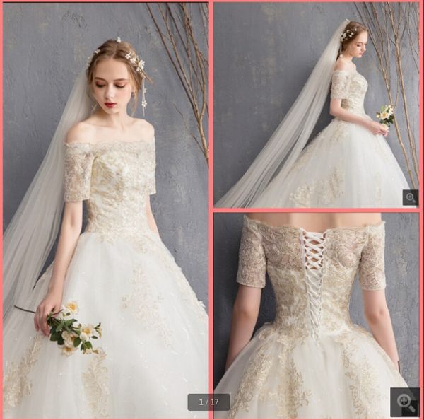 robe de mariage white tulle ball gown wedding dresses champagne lace appliques princess puffy bride dress off the shoulder vintage muslim br
robe de mariage white tulle ball gown wedding dresses champagne lace appliques princess puffy bride dress off the shoulder vintage muslim br