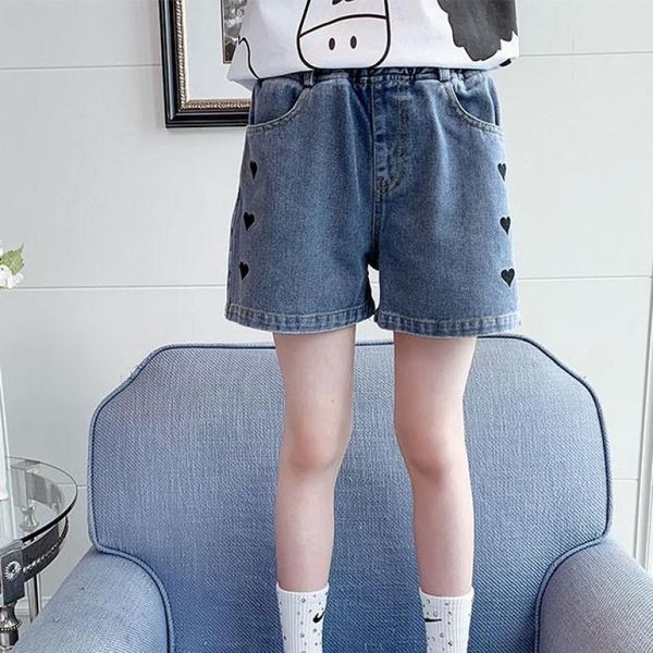 shorts summer children denim for girls high elastic waist heart print short pants 5 - 14 years kids casual light jeans clothes, Black
shorts summer children denim for girls high elastic waist heart print short pants 5 - 14 years kids casual light jeans clothes, Black