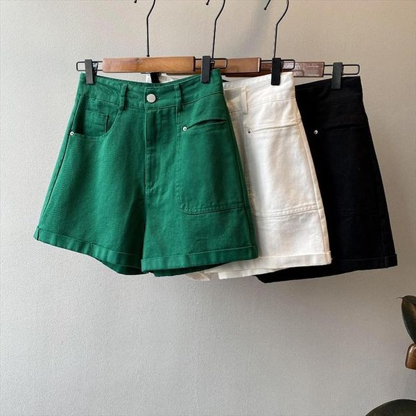green denim summer fashion womens shorts korean solid casual loose high clothing, White;black
green denim summer fashion womens shorts korean solid casual loose high clothing, White;black