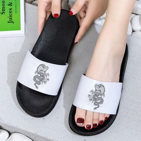 women's slippers chinese dragon pattern indoor and outdoor fashionable comfortable non-slip slides, Black
women's slippers chinese dragon pattern indoor and outdoor fashionable comfortable non-slip slides, Black