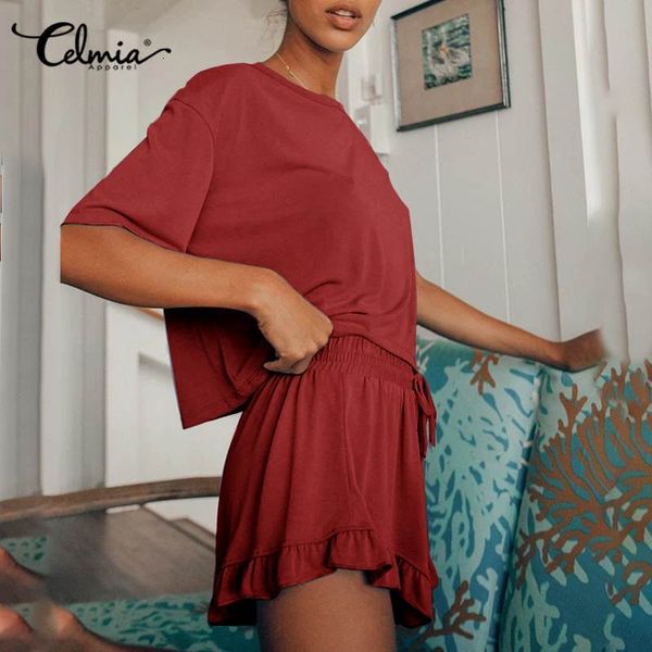 sleepwears celmia casual loose pyjamas women solid lounge home suit elegant o neck short sleeve sleepwear 2 piece sets plus size 5xl, Black;red
sleepwears celmia casual loose pyjamas women solid lounge home suit elegant o neck short sleeve sleepwear 2 piece sets plus size 5xl, Black;red
