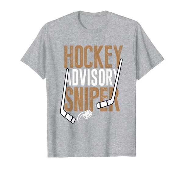 hockey advisory sniper stick and puck t-shirt, White;black