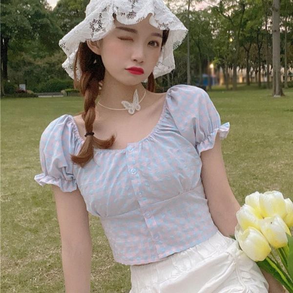 women's blouses & shirts etosell women's simple plaid print square collar puff sleeve short blouse, White
women's blouses & shirts etosell women's simple plaid print square collar puff sleeve short blouse, White