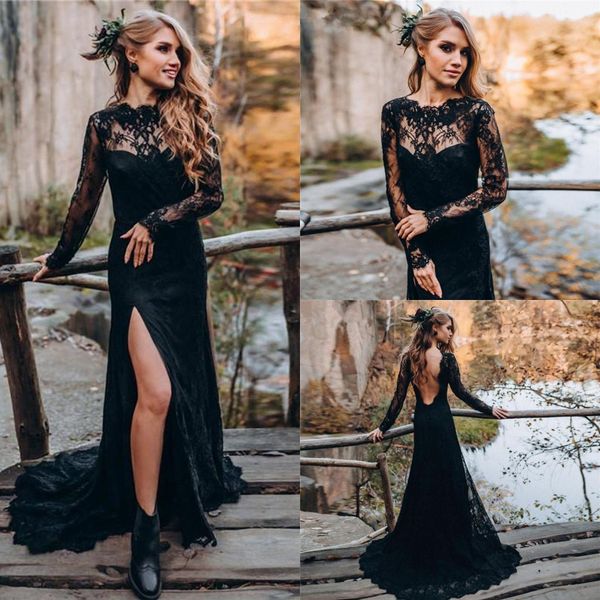 vintage black wedding dress long sleeves 2021 gothic country lace jewel neck backless bridal gowns side slit hip hop mermaid sweep train ves, White
vintage black wedding dress long sleeves 2021 gothic country lace jewel neck backless bridal gowns side slit hip hop mermaid sweep train ves, White