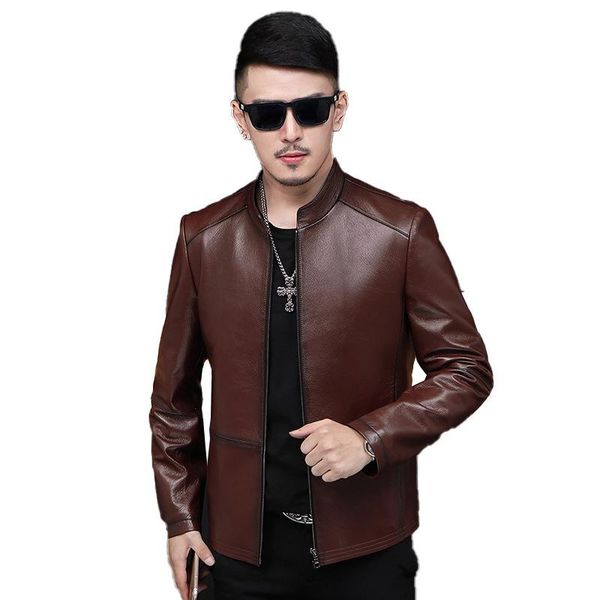 men's leather & faux genuine jacket sheepskin jackets mens clothes 2021 spring autumn coat stand collar, Black
men's leather & faux genuine jacket sheepskin jackets mens clothes 2021 spring autumn coat stand collar, Black