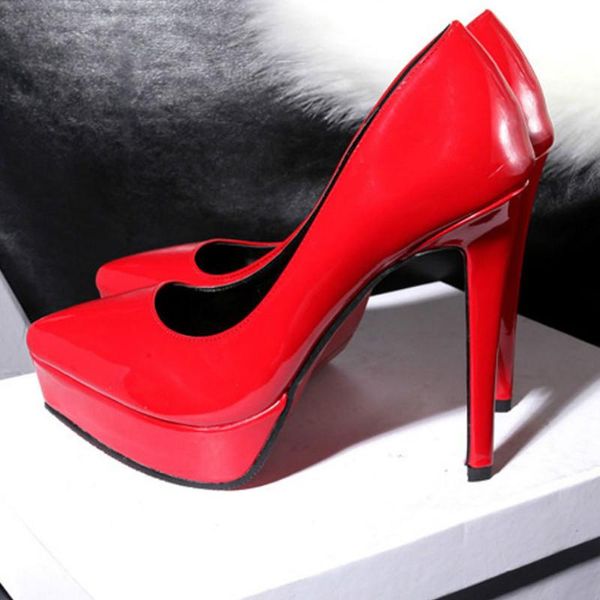 dress shoes super high with 12cm patent leather high-heeled woman pumps wedding party platform fashion women heels, Black
dress shoes super high with 12cm patent leather high-heeled woman pumps wedding party platform fashion women heels, Black