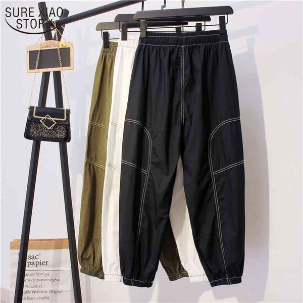 women loose long pants solid elastic waist beam feet baggy for cotton casual high cargo 10654 210508, Black;white
women loose long pants solid elastic waist beam feet baggy for cotton casual high cargo 10654 210508, Black;white