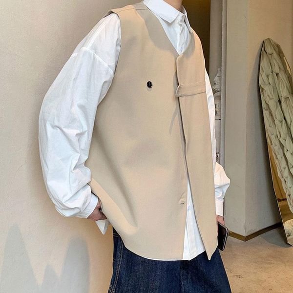 men's vests summer waistcoat casual vest loose solid color sleeveless design asymmetrical trend korean jacket men, Black;white
men's vests summer waistcoat casual vest loose solid color sleeveless design asymmetrical trend korean jacket men, Black;white