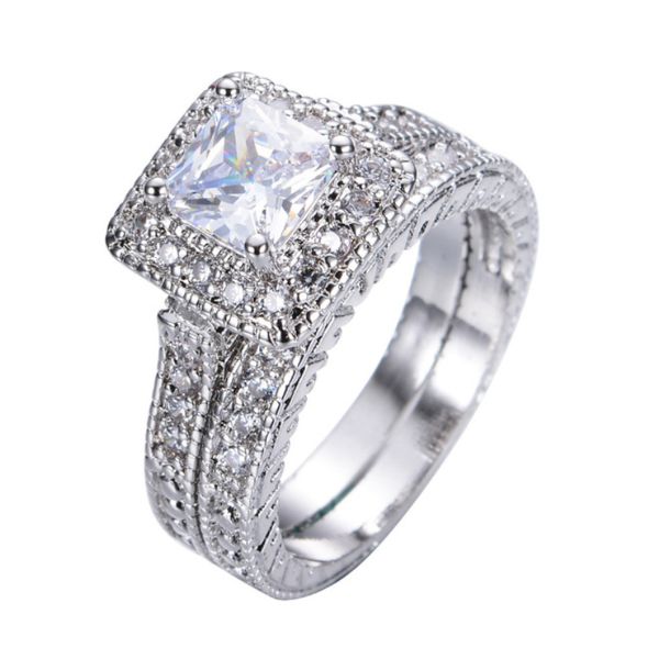 luxury women style 925 silver plated square diamond ring jewelry 2pcs/set wholesale
luxury women style 925 silver plated square diamond ring jewelry 2pcs/set wholesale