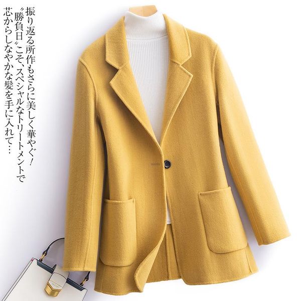 women's wool & blends double faced woolen overcoat loose mid long in autumn and winter 2021 suit, Black
women's wool & blends double faced woolen overcoat loose mid long in autumn and winter 2021 suit, Black
