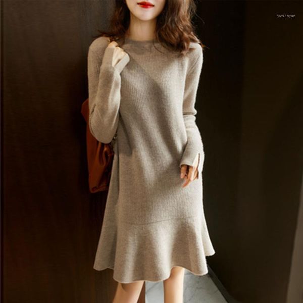 casual dresses women sweater dress autumn winter long sleeve round neck solid color ruffled hem knitted vestidos robes korean, Black;gray
casual dresses women sweater dress autumn winter long sleeve round neck solid color ruffled hem knitted vestidos robes korean, Black;gray
