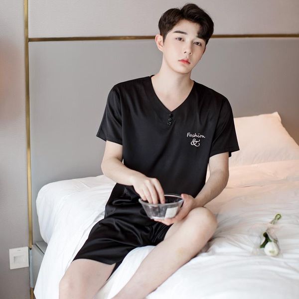 men's sleepwear plus size satin men pajamas set short sleeve shirt&shorts v-neck 2pcs male pijamas suit elastic waist sleep 3xl, Black;brown
men's sleepwear plus size satin men pajamas set short sleeve shirt&shorts v-neck 2pcs male pijamas suit elastic waist sleep 3xl, Black;brown