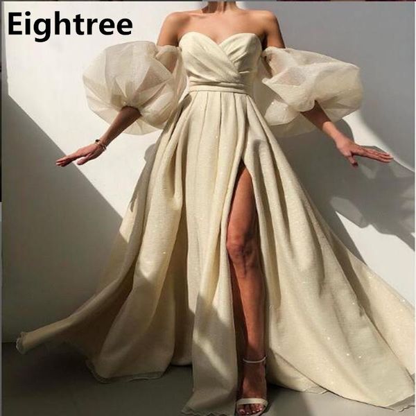 party dresses eightree off the shoulder a-line evening sweetheart pleated gowns floor length high split formal dress, White;black
party dresses eightree off the shoulder a-line evening sweetheart pleated gowns floor length high split formal dress, White;black