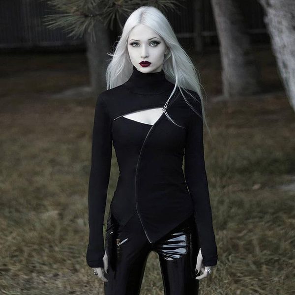 women's t-shirt gothic dark black loose punk style zipper irregular hollow out hoodie preppy moto hip hop t shirt slim fit tee harajuku, White
women's t-shirt gothic dark black loose punk style zipper irregular hollow out hoodie preppy moto hip hop t shirt slim fit tee harajuku, White