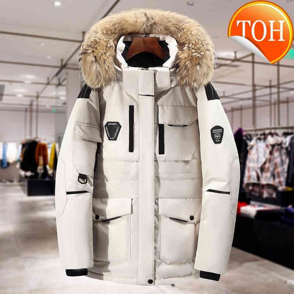 white duck down jacket men winter 2021 fur collar warm thicken long parka windproof coat snowjacket, Black
white duck down jacket men winter 2021 fur collar warm thicken long parka windproof coat snowjacket, Black