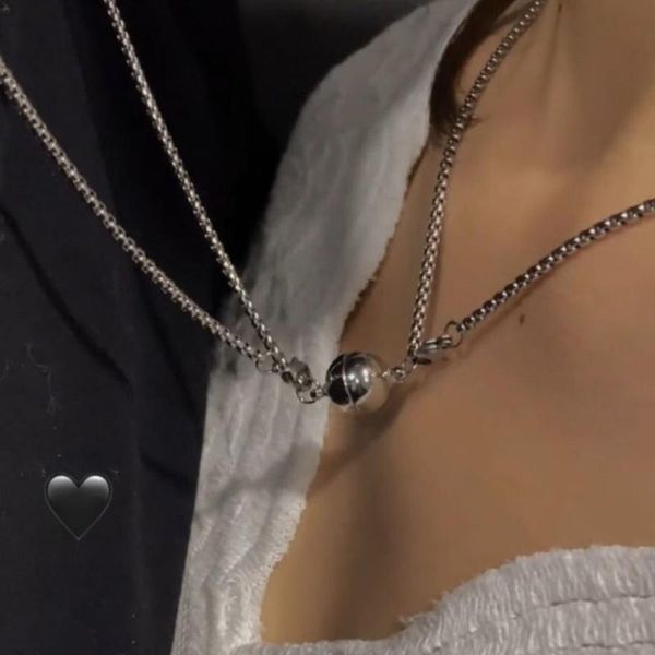 2pcs/set magnet attraction stainless steel pendant couple necklace jewelry titanium chain necklaces for women and men chains, Silver
2pcs/set magnet attraction stainless steel pendant couple necklace jewelry titanium chain necklaces for women and men chains, Silver