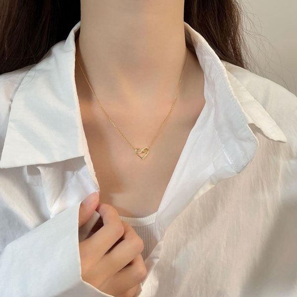 pendant necklaces romantic simple big small heart-shaped necklace exquisite crystal zircon gold clavicle chain women's wedding jewelry, Silver
pendant necklaces romantic simple big small heart-shaped necklace exquisite crystal zircon gold clavicle chain women's wedding jewelry, Silver