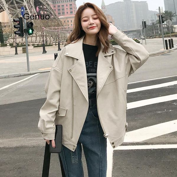 women's leather & faux oversized coat women jacket spring autumn loose biker motorcycle jackets female punk streetwear, Black
women's leather & faux oversized coat women jacket spring autumn loose biker motorcycle jackets female punk streetwear, Black